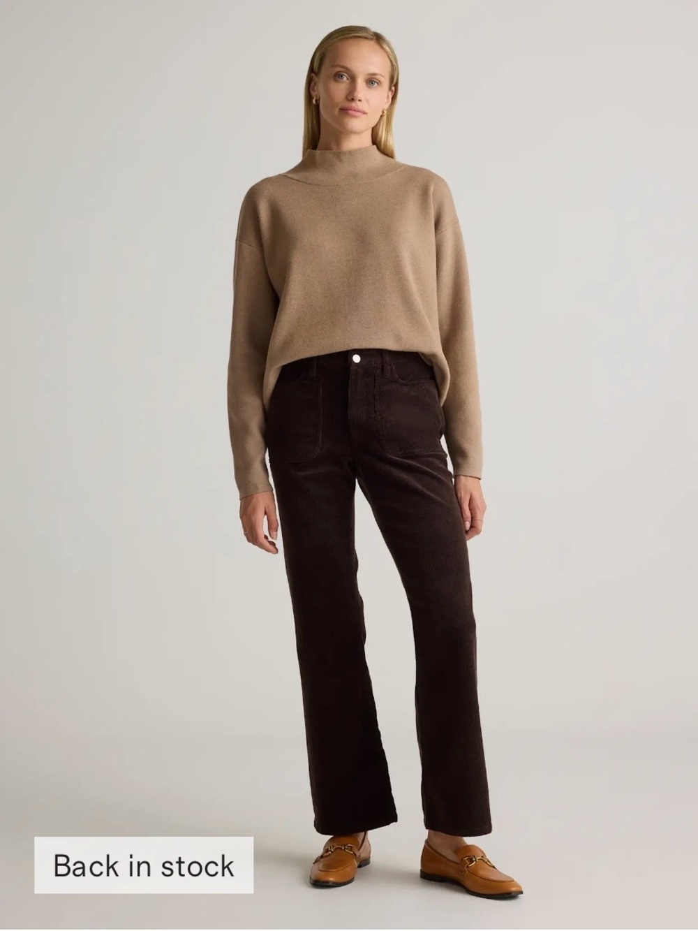 Quince Organic Stretch Corduroy Flare Pants in Espresso Brown, Size 4, worn 1x